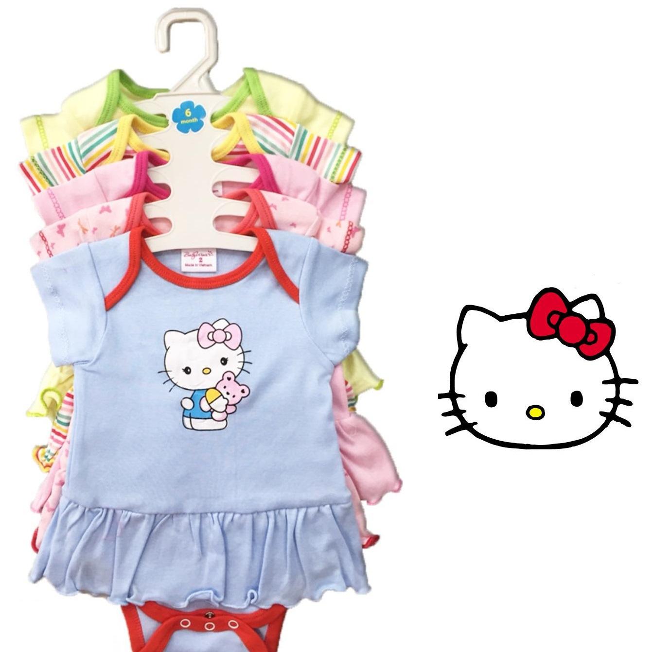 set 5 Bộ Body váy cotton bodysuit liền váy bé gái xinh xắn 3 tháng - 2 tuổi( Màu ngẫu nhiên )