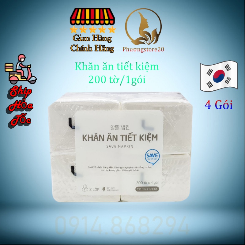 (Hoả Tốc HCM) Lốc 4 Gói Tiết Kiệm - Khăn Ăn Tiết Kiệm Choice L Lotte Gói 200 Tờ