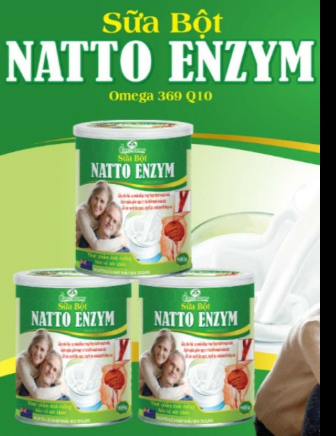 (Cam kết chính hãng) Sữa bột Natto Enzym Omega 369 Q10 (400gr/hộp). HSD 2025