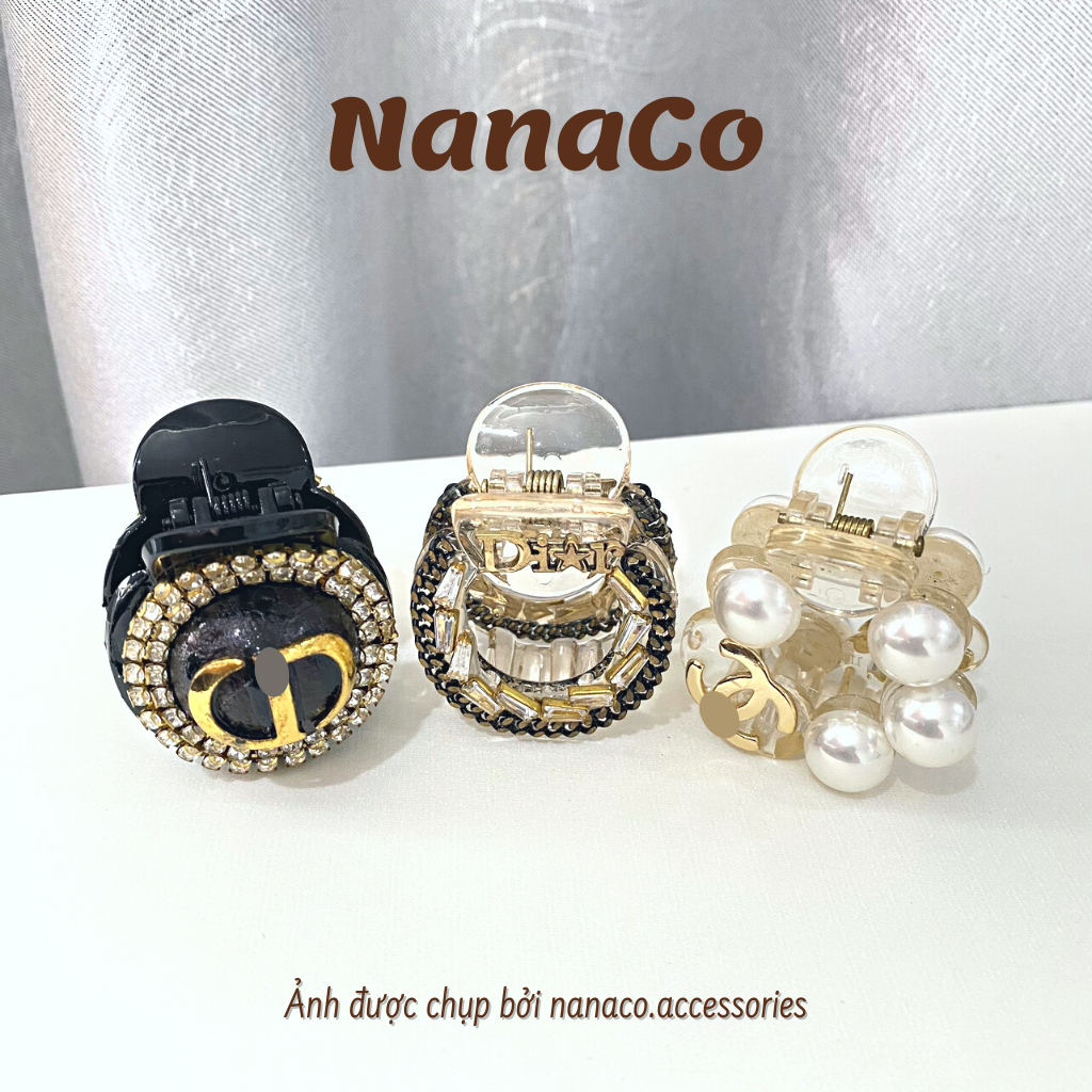 Kẹp tóc càng cua tròn đính đá Hàn Quốc, kẹp gắp hot trend thời trang NanaCo Accessories
