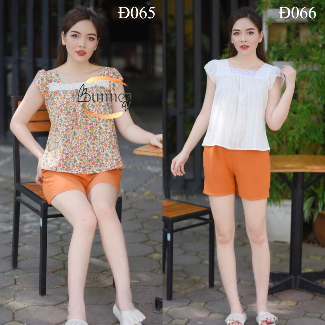 QUẦN ÁO BỘ NỮ MẶC Ở NHÀ, ĐỒ BỘ NỮ MẪU QUẦN ĐÙI ÁO CỘC CỔ VUÔNG ĐIỆU ĐÀ