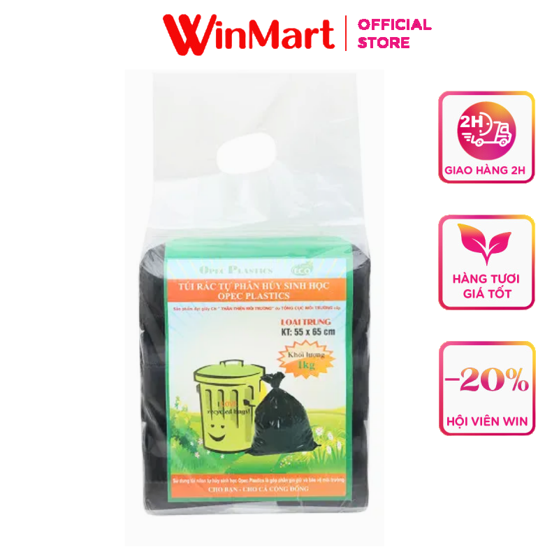 [Siêu thị WinMart] - Túi đựng rác sinh học tự hủy Opec Plastics 65cm x 55cm túi 1kg