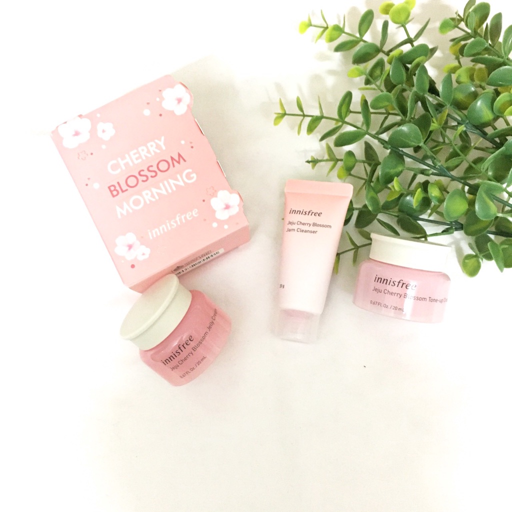 Combo 2 x 20ml Kem Dưỡng Innisfree Jeju Cherry Blossom Jelly & Tone-Up Cream