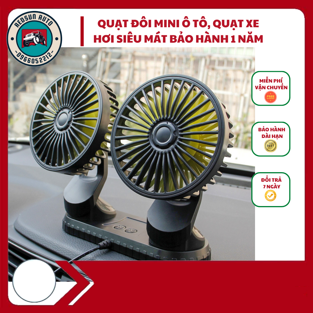 [BH 1 NĂM] Quạt Mini Xoay 360 Độ Công Suất Lớn, Quạt Xe Ô Tô, Quạt 12V-24V Để Bàn Làm Việc Nhỏ Gọn, Cực Mát, Hàng Cao Cấp