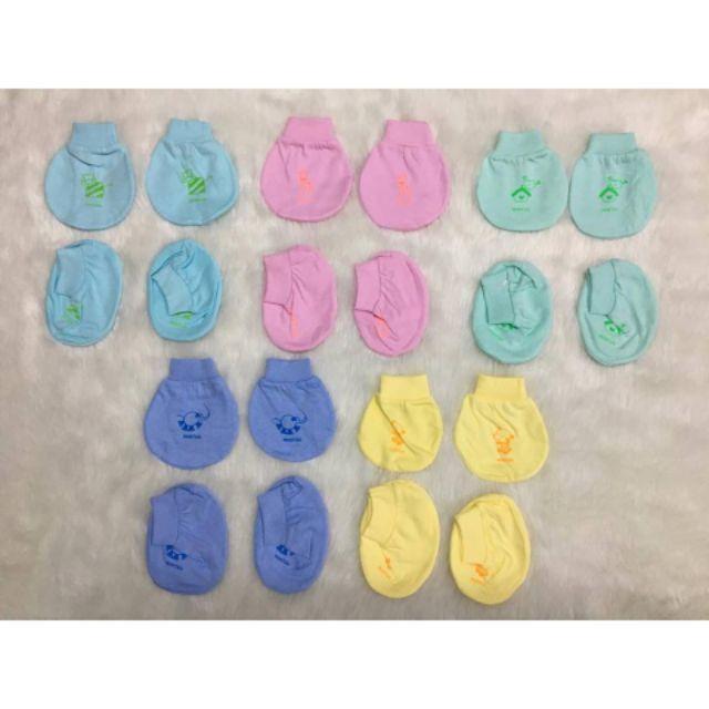 Set 10 đôi Bao tay và 10 đôi bao chân Minh Hoàng cổ bo cho bé sơ sinh