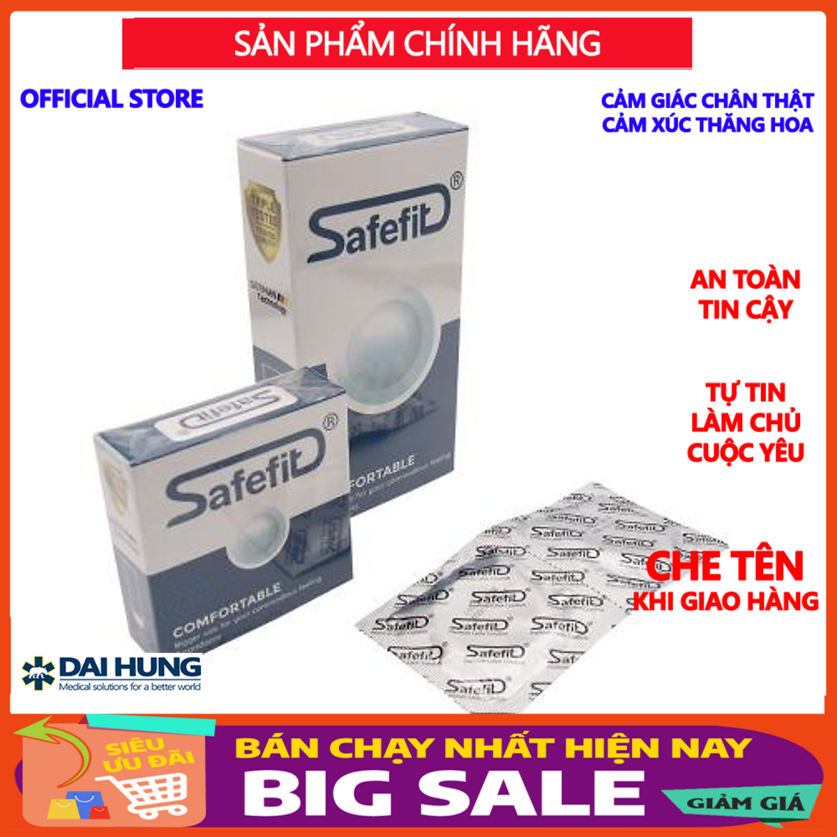 Bao cao su bán chạy nhất mỏng size lớn SafeFit Comfortable , hưng phấn dễ chịu - hộp 12 chiếc - hộp3 chiếc