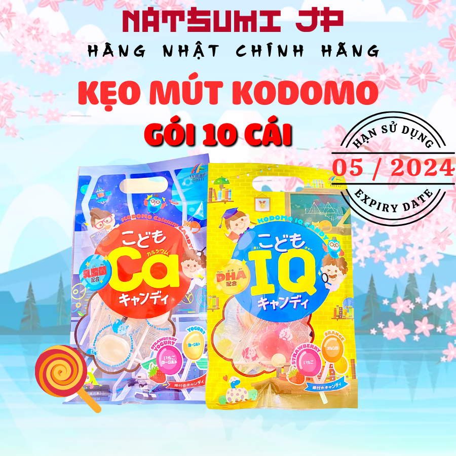 Kẹo mút kodomo iq/ca bổ sung canxi & dha nhật bản cho bé