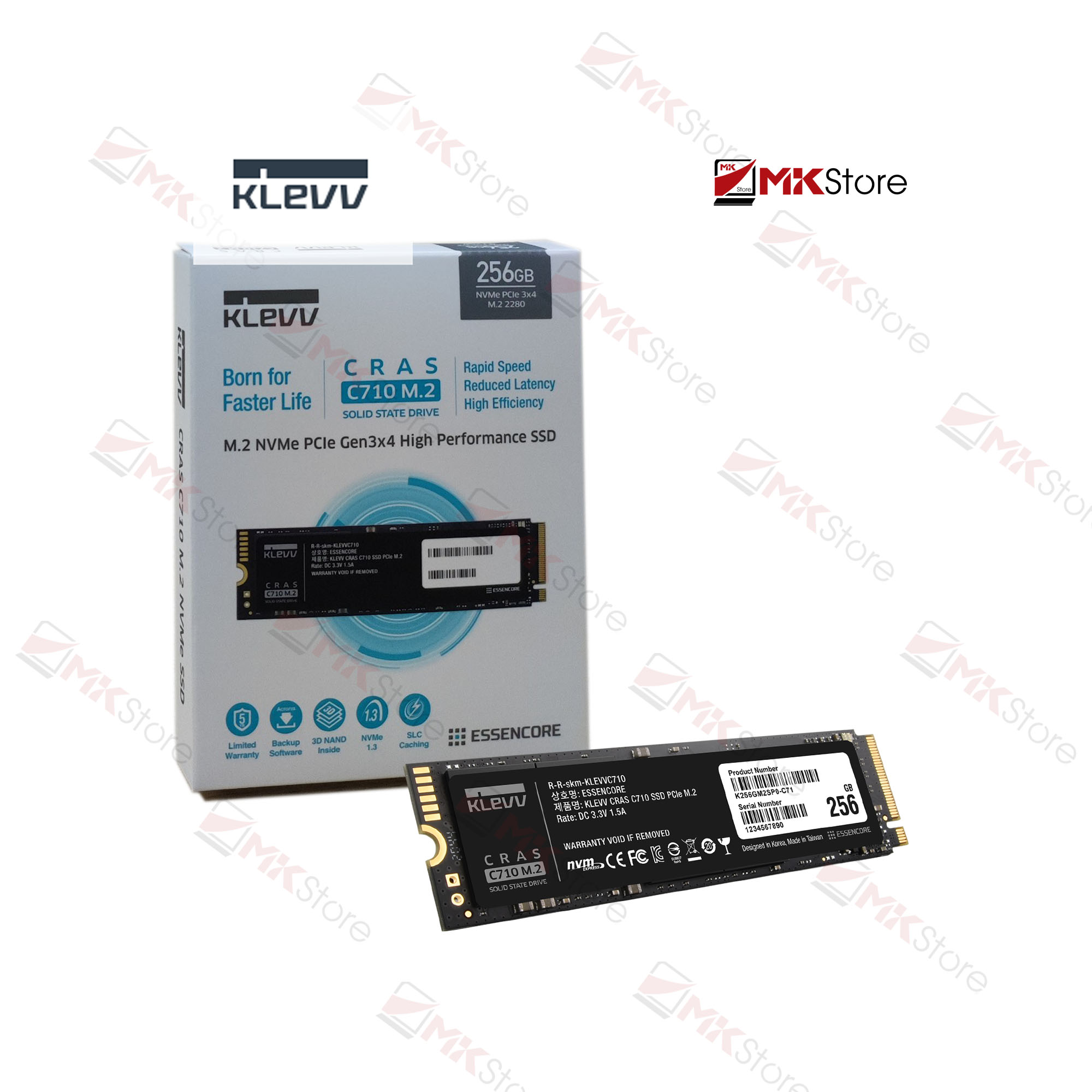 Ổ cứng SSD NVMe M2 256Gb Klevv CRAS C710 Gen3x4 MKStore
