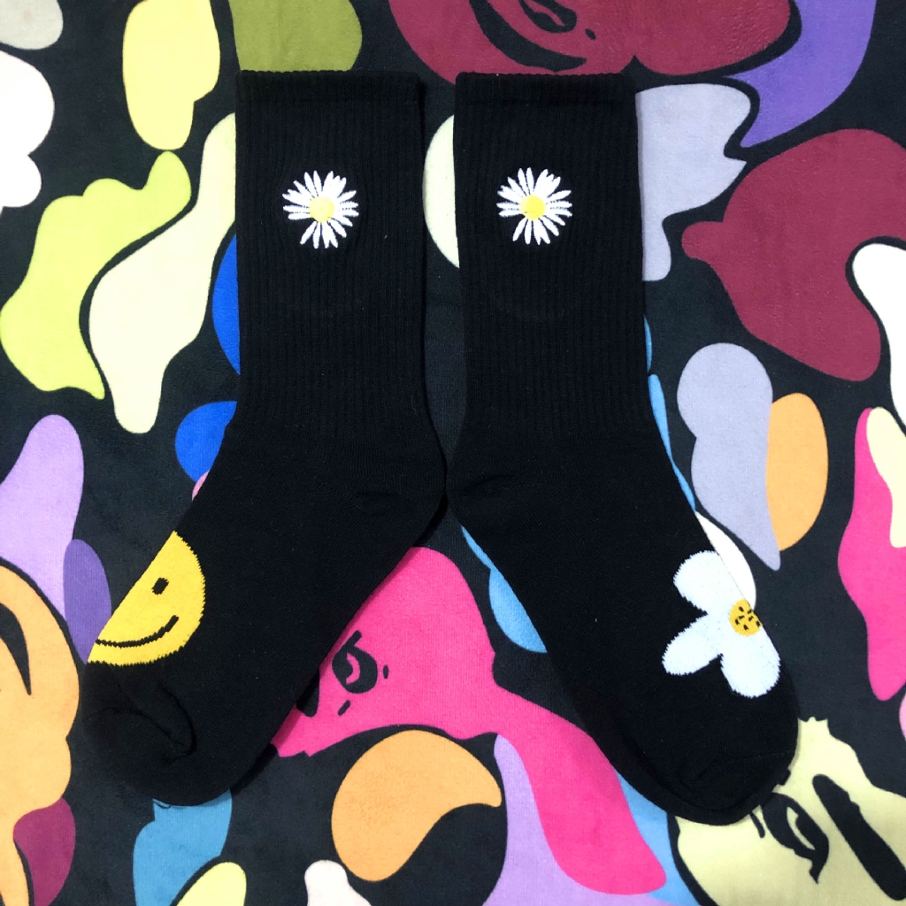 Tất Vớ Af1 Peaceminusone Họa Tiết Hoa Cúc GD Tất Vớ Cổ Cao Chất Liệu Cotton