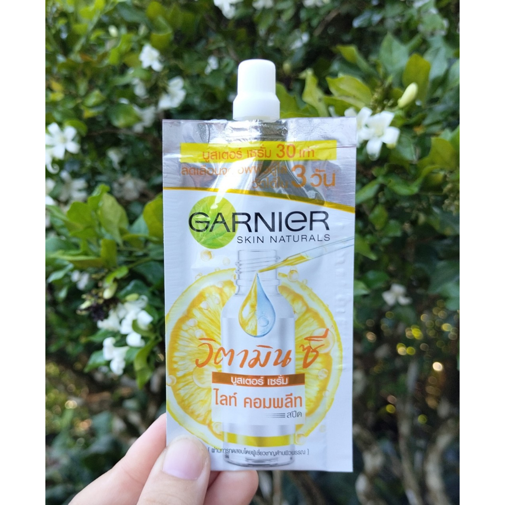 Combo 2 gói Serum Garnier tăng cường sáng da mờ thâm Garnier Complete 30X Vitamin C gói dùng thử 7.5ml