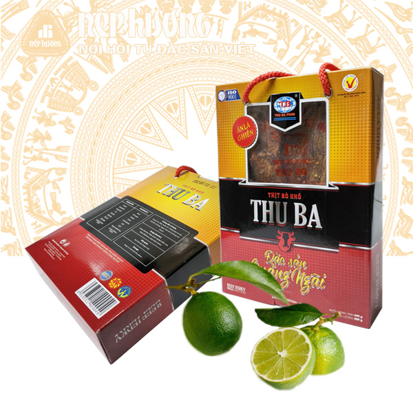 Thịt bò khô - thu ba - đặc sản quảng ngãi - loại bò miếng hộp 500g