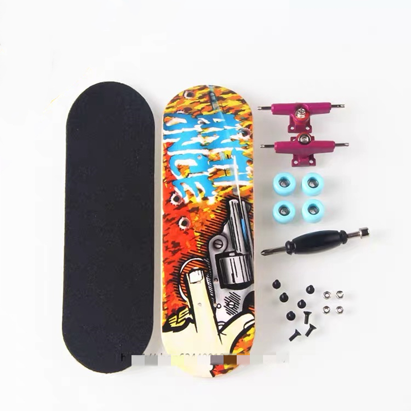 1 bộ gỗ chuyên nghiệp Fingerboard đồ chơi mini Finger Skateboard PU Non