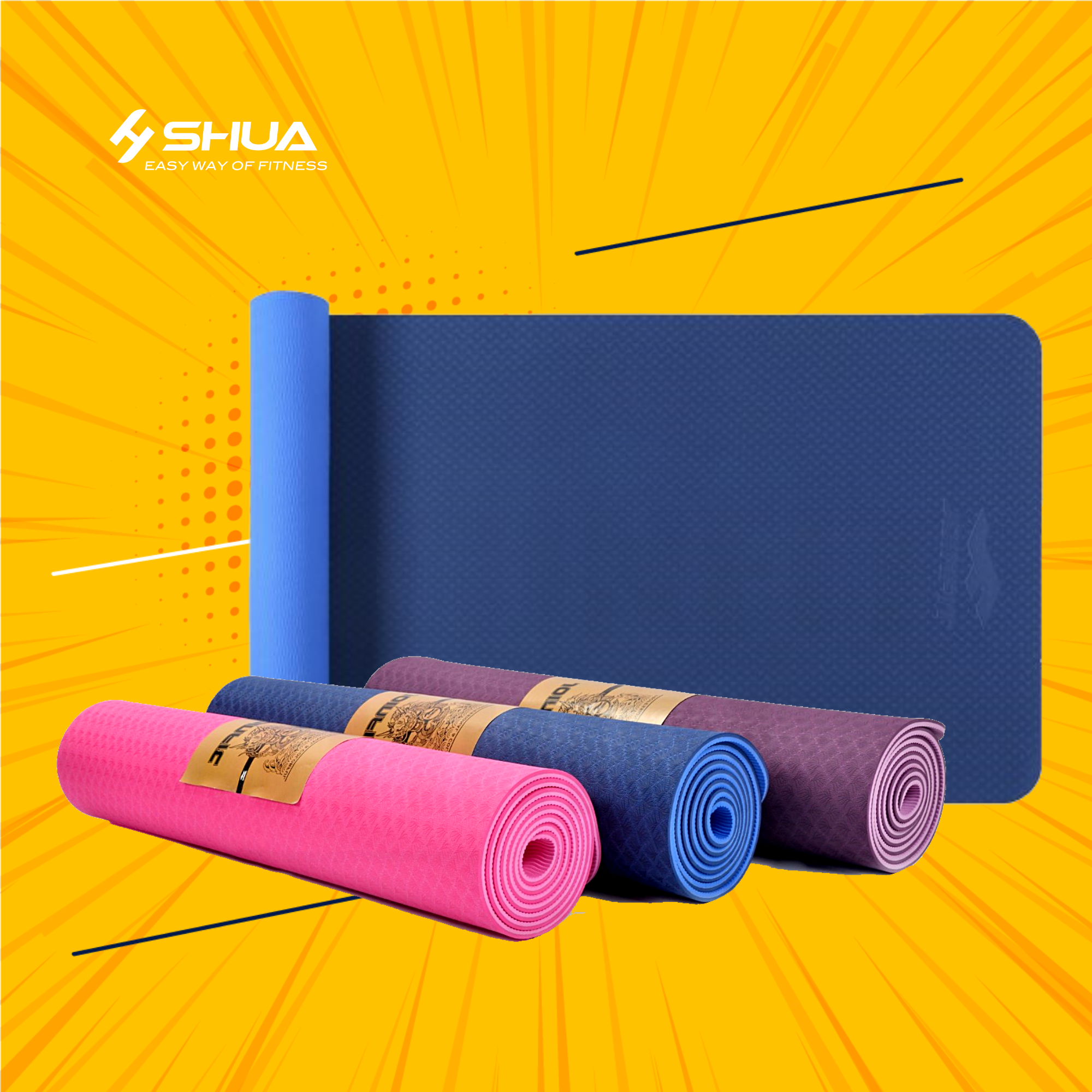 Thảm tập Yoga TPE 6mm 2 lớp chống nước chống trơn trượt cao cấp