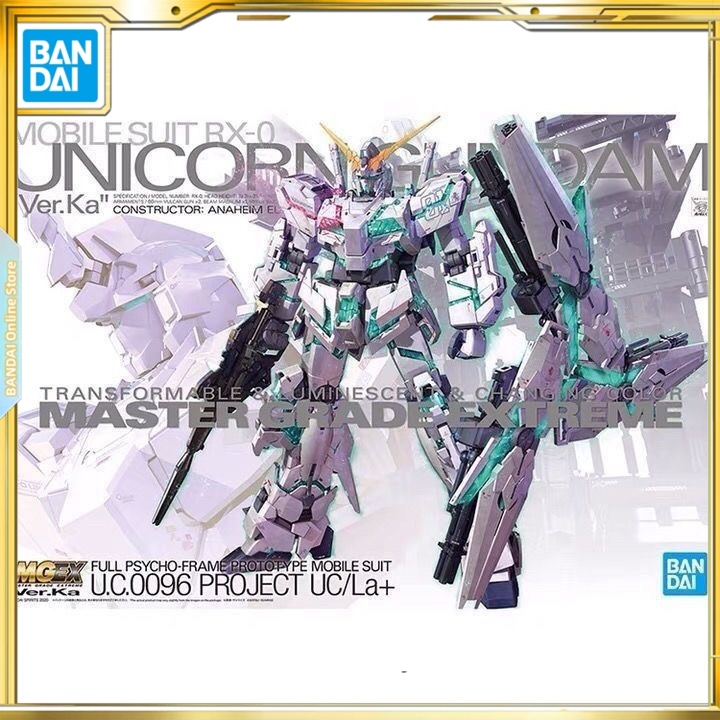 BANDAI MGEX 1/100 Unicorn Gundam Ka Edition Card Edition Awakening Green Assembled Model