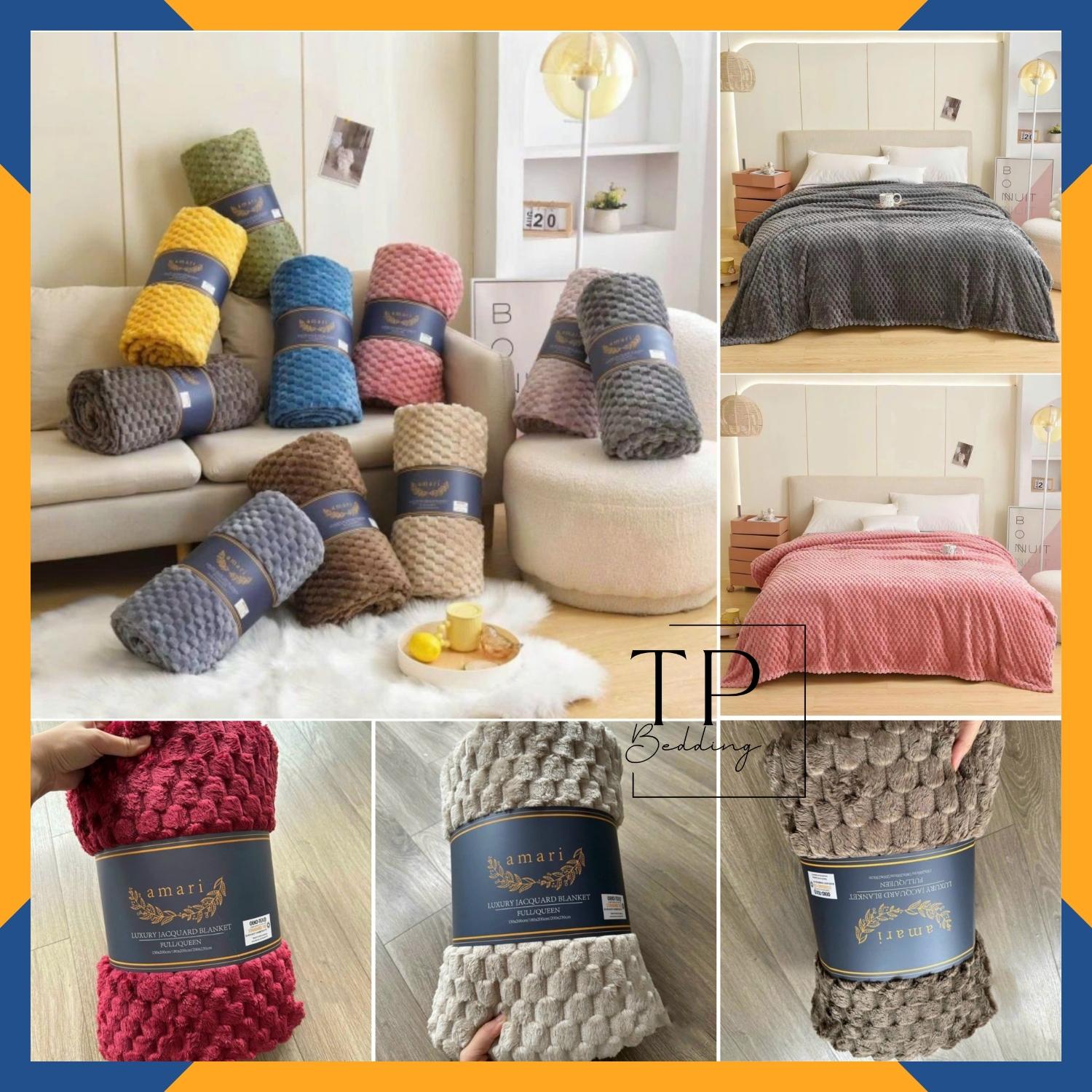 Chăn tuyết nhung lông thỏ AMARI LUXURY mền mịn siêu ấm nhập khẩu mỹ cao cấp, chăn lông thỏ dùng văn phòng cân nặng 1,5kg