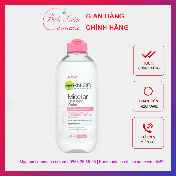 Nước tẩy trang Garnier Micellar Cleansing Water – hồng nhạt 400ml
