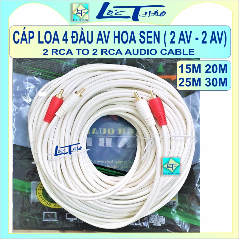 Cáp loa av 4 đầu bông sen dài 15m 20m 25m 30m cao cấp - cáp loa 4 đầu av hoa sen - 2 rca to 2 rca audio cable