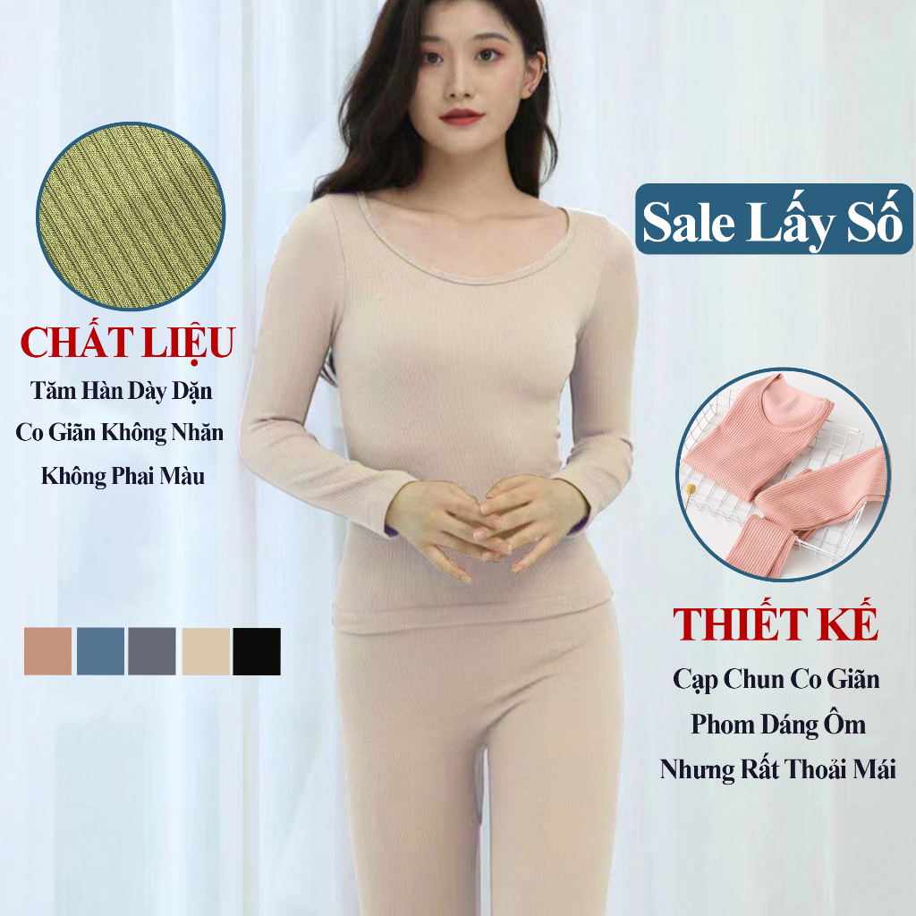 Set Đồ Nữ Thu Đông Dài Tay Mặc Nhà Thun Gân Tăm Dày Dặn Co Giãn Madela Đồ Bộ Ngủ Mặc Nhà Dài Tay Thu Đông Nữ