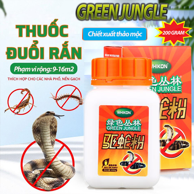 Bột đuổi rắn, rết thái lan green jungle 200g, xua đuổi rắn hiệu quả 100%, nguồn gốc thảo mộc an toàn cho người dùng