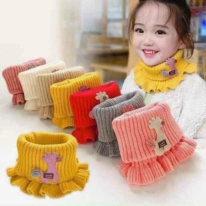 Khăn len cổ nhún dạng ống hình hươu cho bé