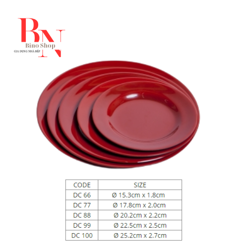 [HCM]Đĩa Nhựa Melamine Đỏ Đen Cao Cấp