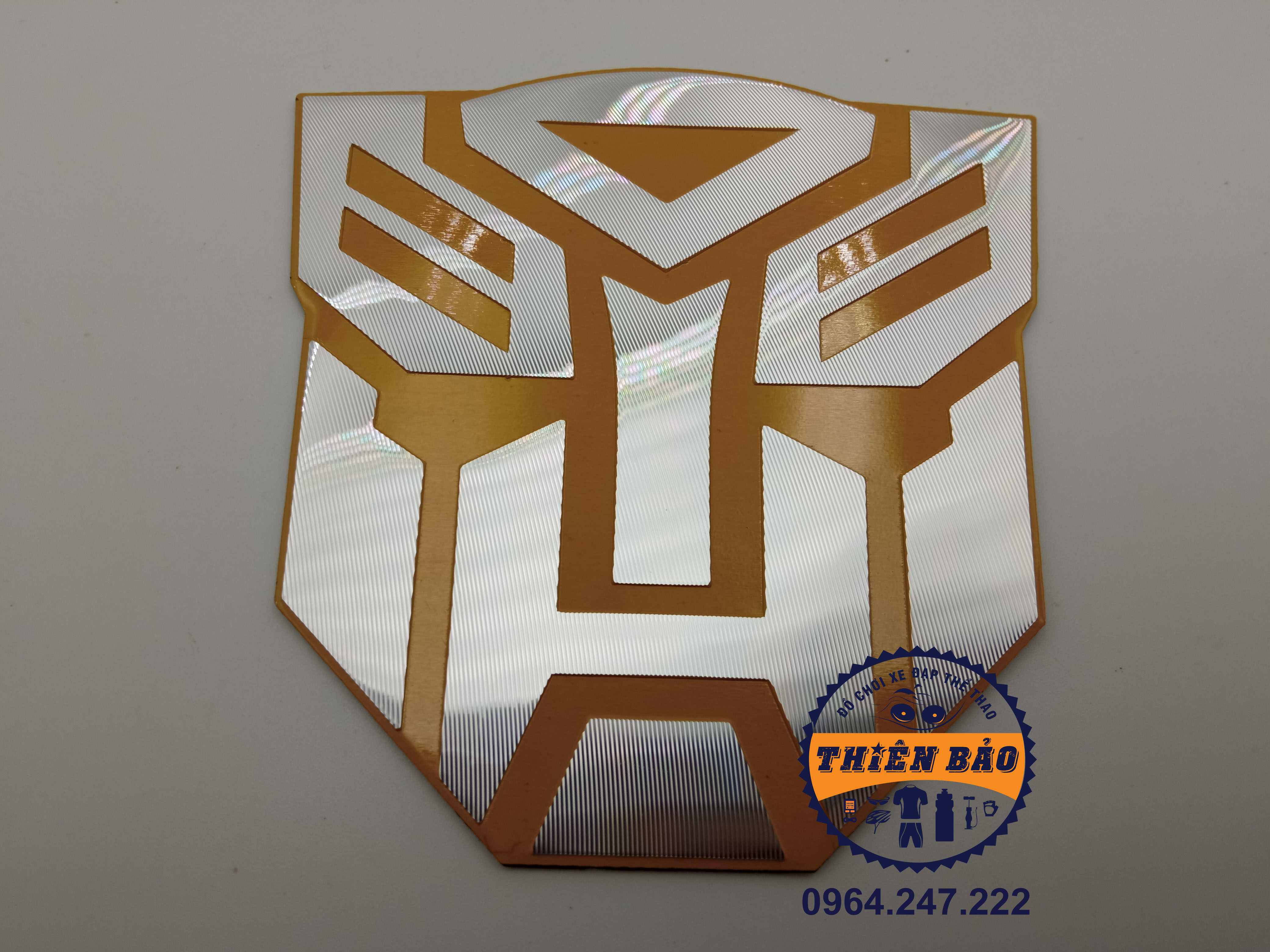 Tem nhôm dán xe Trans Produce, Decal dán xe Transformer Pro, logo nhôm dán xe to màu Vàng không sừng #239