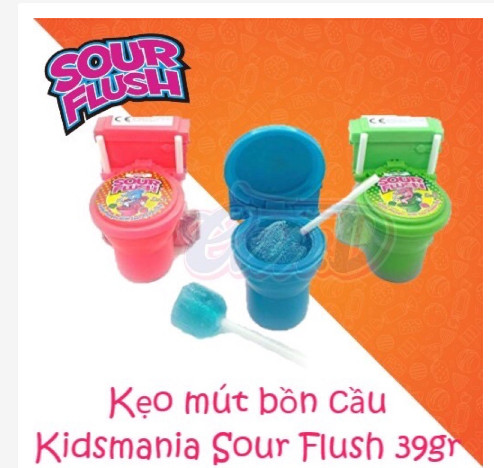 Kẹo mút bồn cầu Kidsmania Sour Flush Mỹ đủ 3 màu 1 chiếc