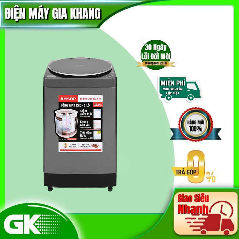 Máy giặt Sharp 11Kg ES-W110HV-S - GIAO TOÀN QUỐC - FREESHIP HCM