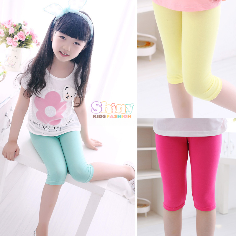 Quần legging bé gái lửng thun ôm cotton co dãn 4 chiểu 10_21kg .
