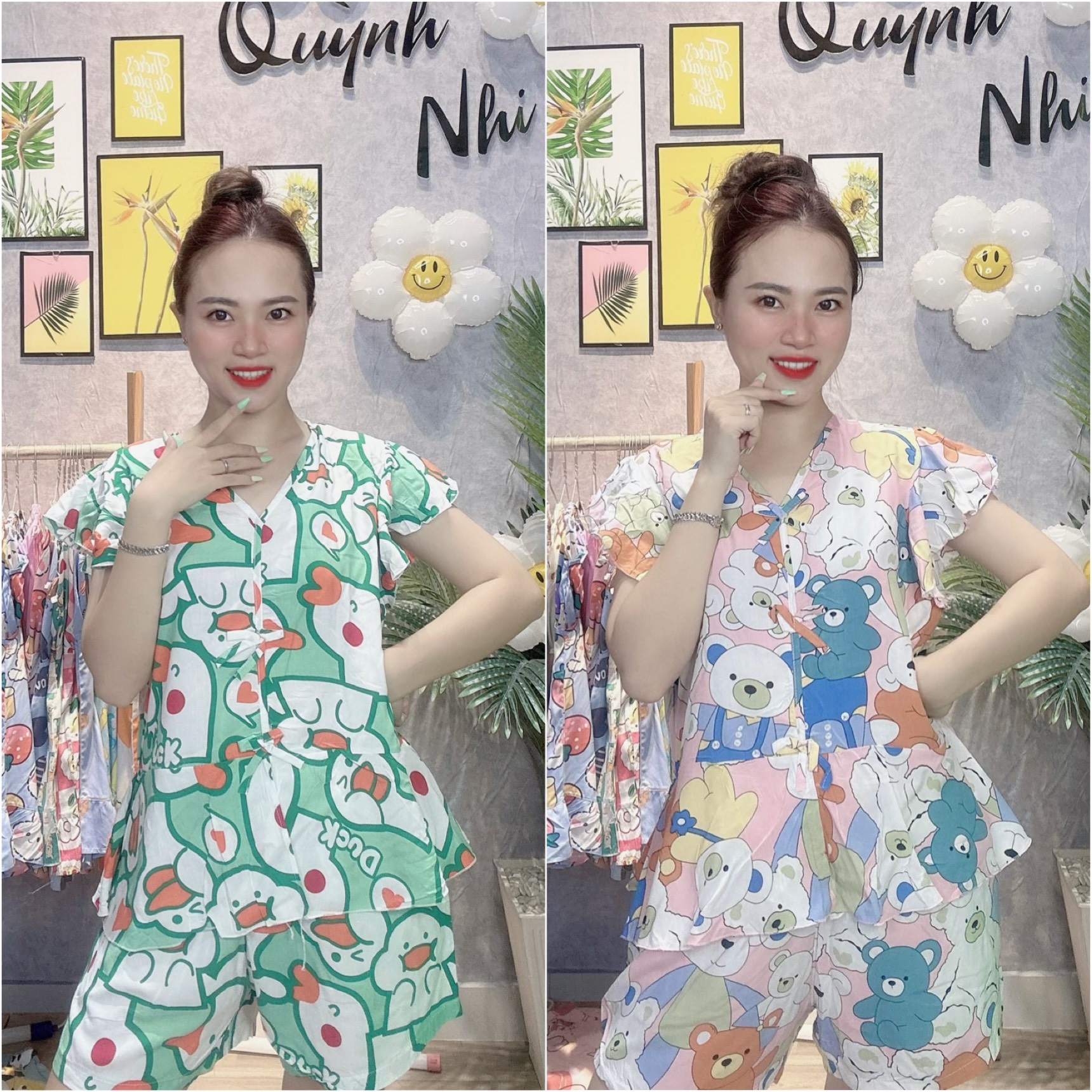 Bộ tole lanh quần đùi áo phối 3 nơ, size 40-85kg