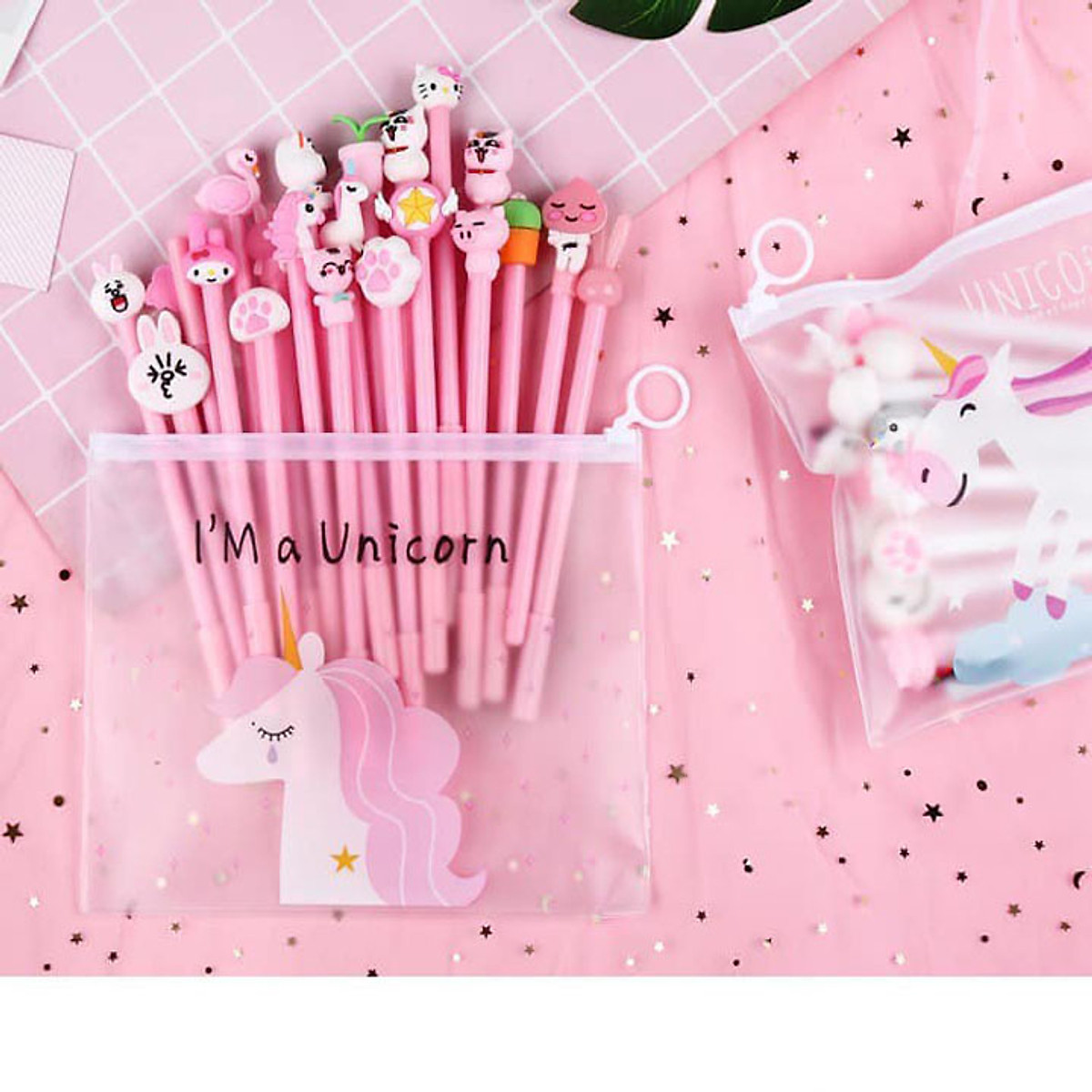Combo mực tím 20 cây bút bi nước hoạt hình unicorn