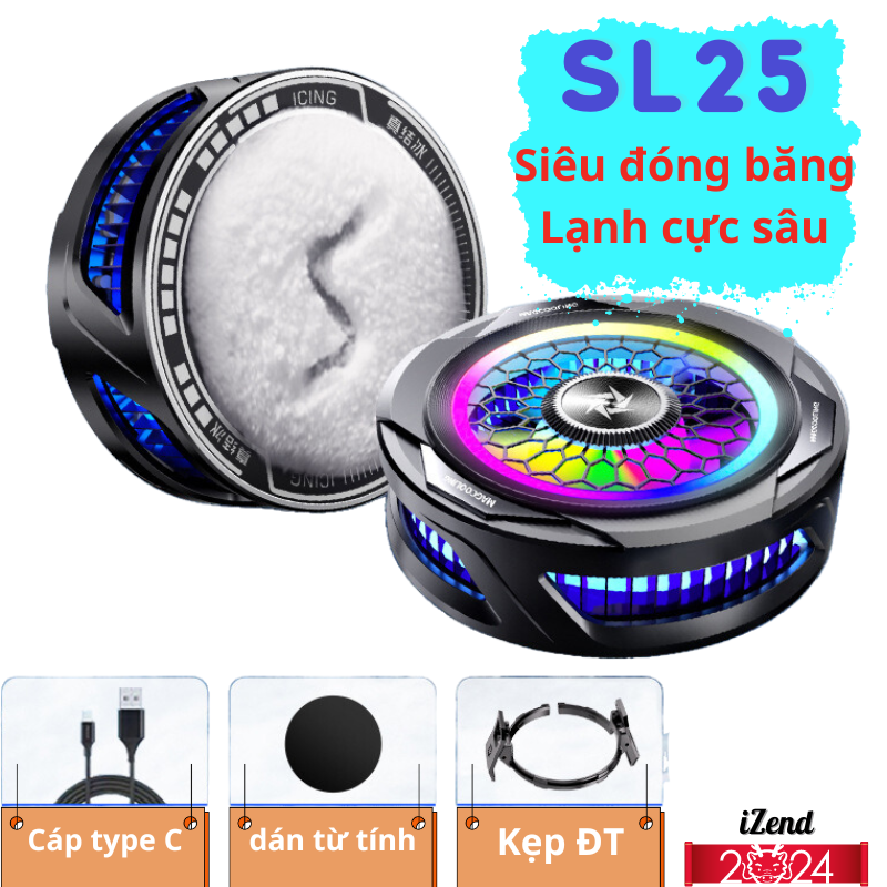 Sò lạnh tản nhiệt siêu đóng băng SL25 , quạt tản nhiệt vừa là sò hít , vừa là sò kẹp LED RGB