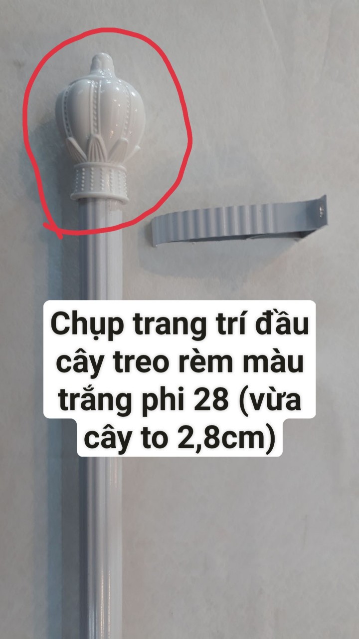 Chụp trang trí đầu thanh treo màn cửa màu trắng - chụp cây phi 28