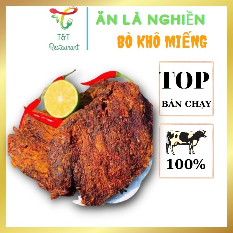 Bò khô miếng, khô bò miếng 100% từ thịt bò, gói hút chân không 200g/miếng. 100% từ thịt bò nguyên chất