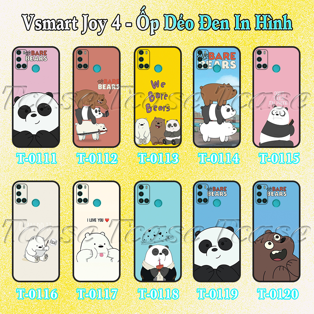 Ốp lưng Vsmart Joy 4 - Ốp dẻo đen in hình hoạt hình Ba Chú Gấu vui vẻ