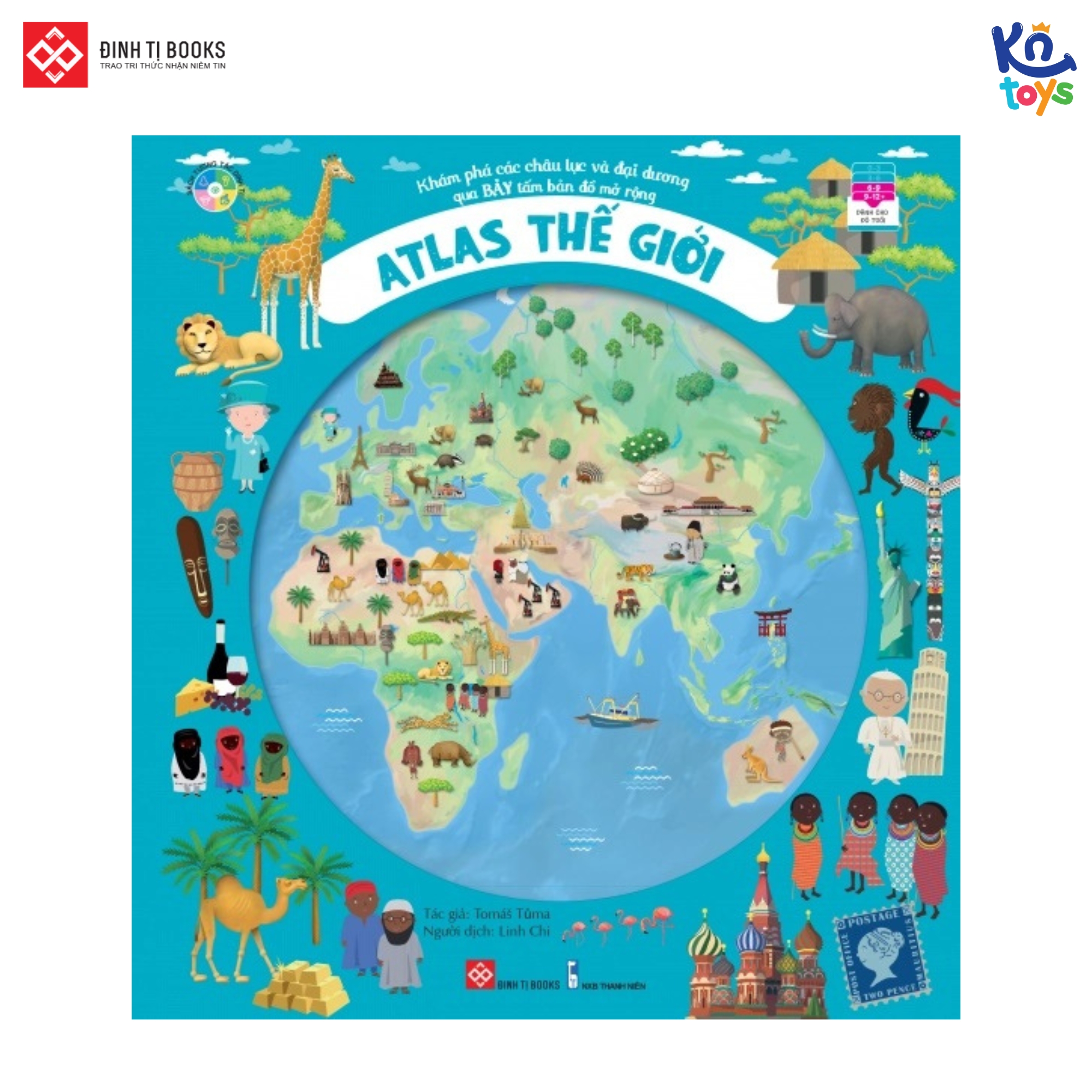 Sách atlas thế giới – khám phá các châu lục và đại dương – đinh tị books