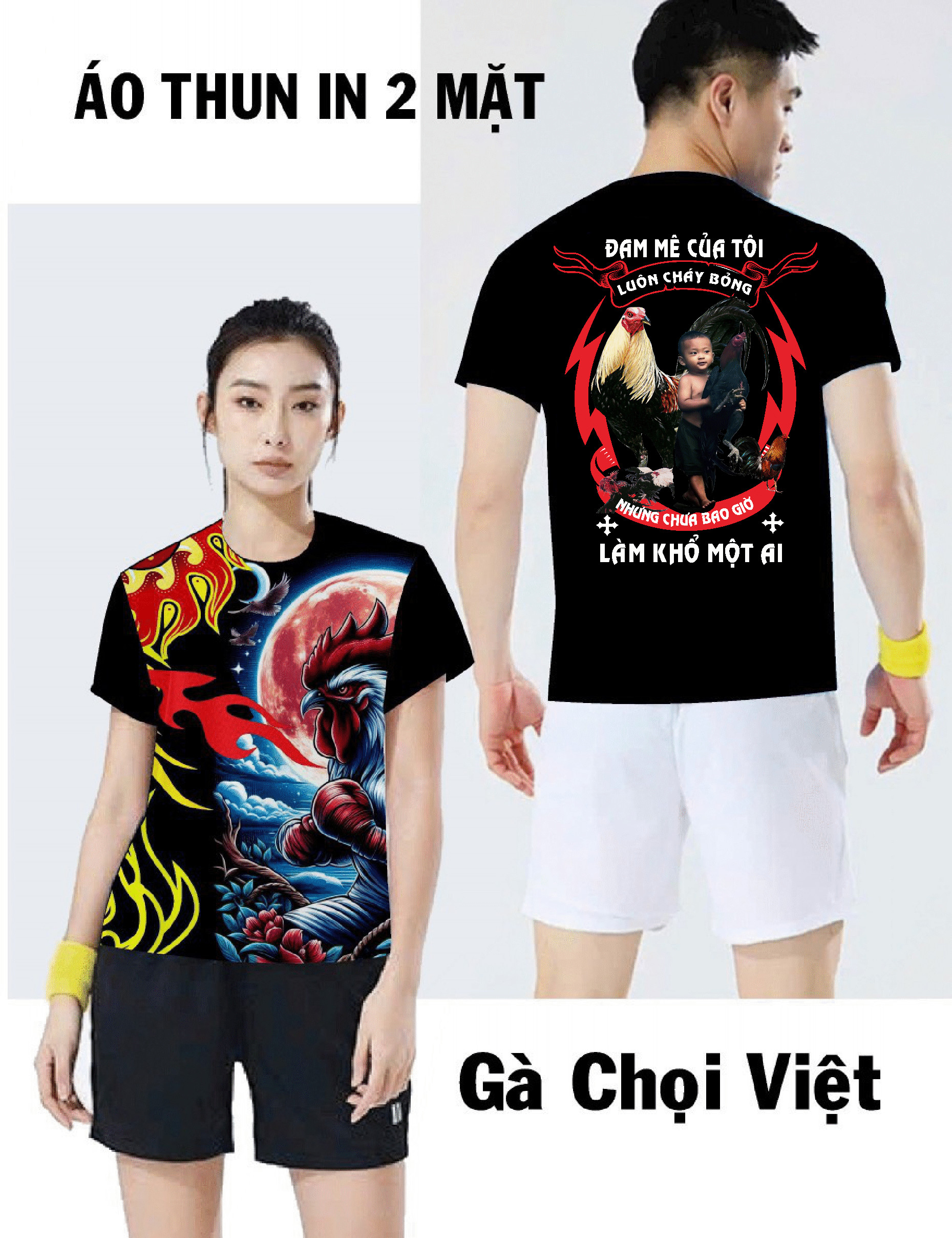 Áo thun gà chọi thiết kế , Áo in 2 mặt - 1xxxx