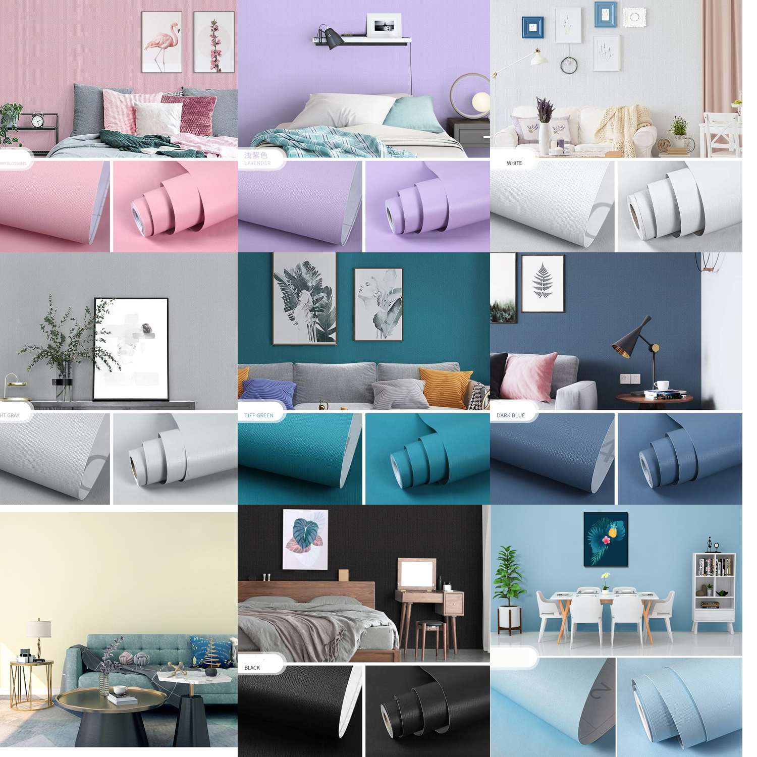 Cuộn 10m giấy dán tường Pastel có keo sẵn - -cuộn 10m khổ 45cm