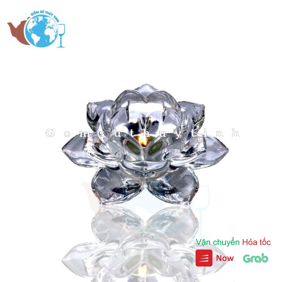 Đế nến/ Chân nến thủy tinh hoa sen nhỏ