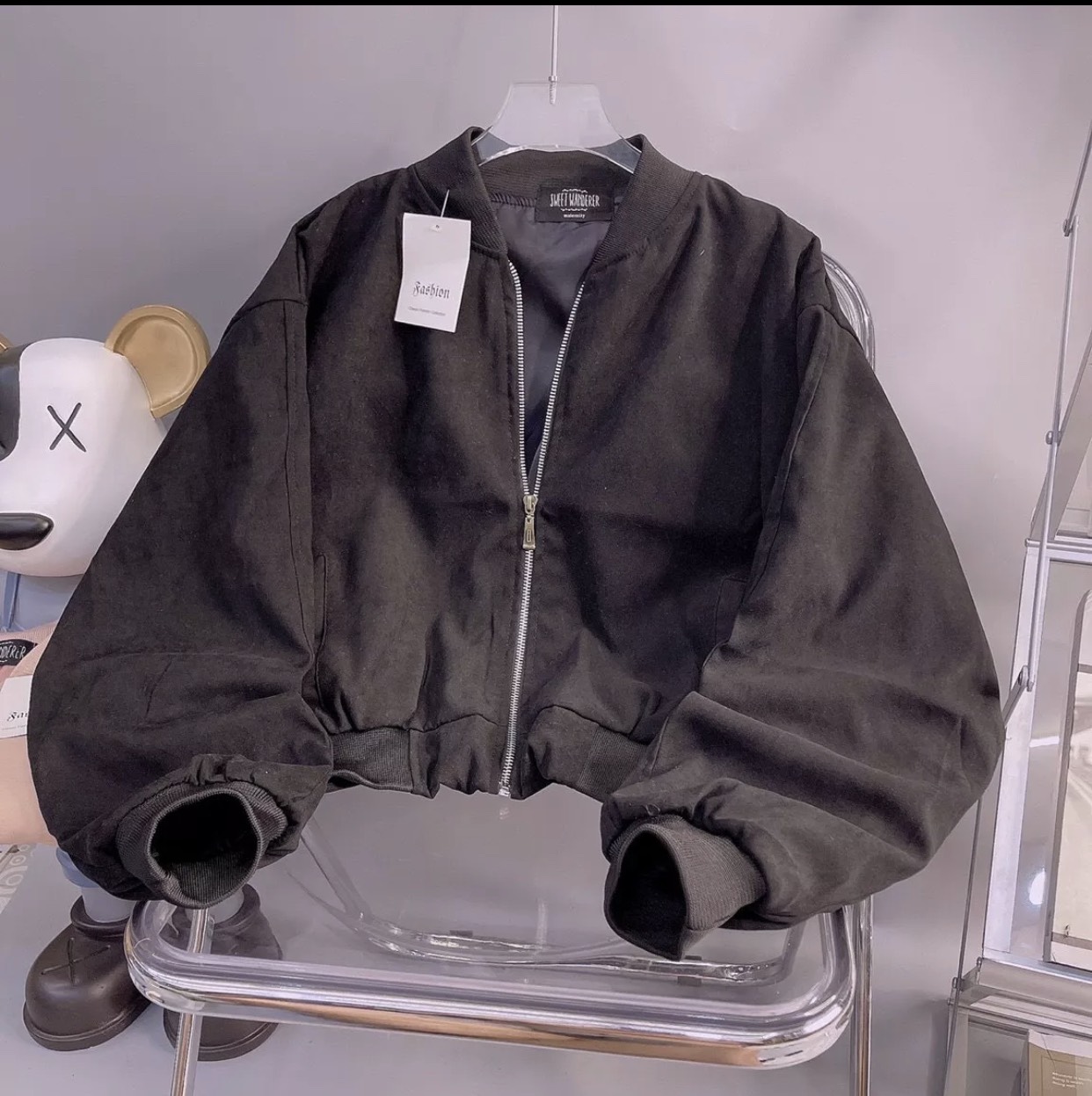 Áo khoác da lộn bomber mẫu mới
