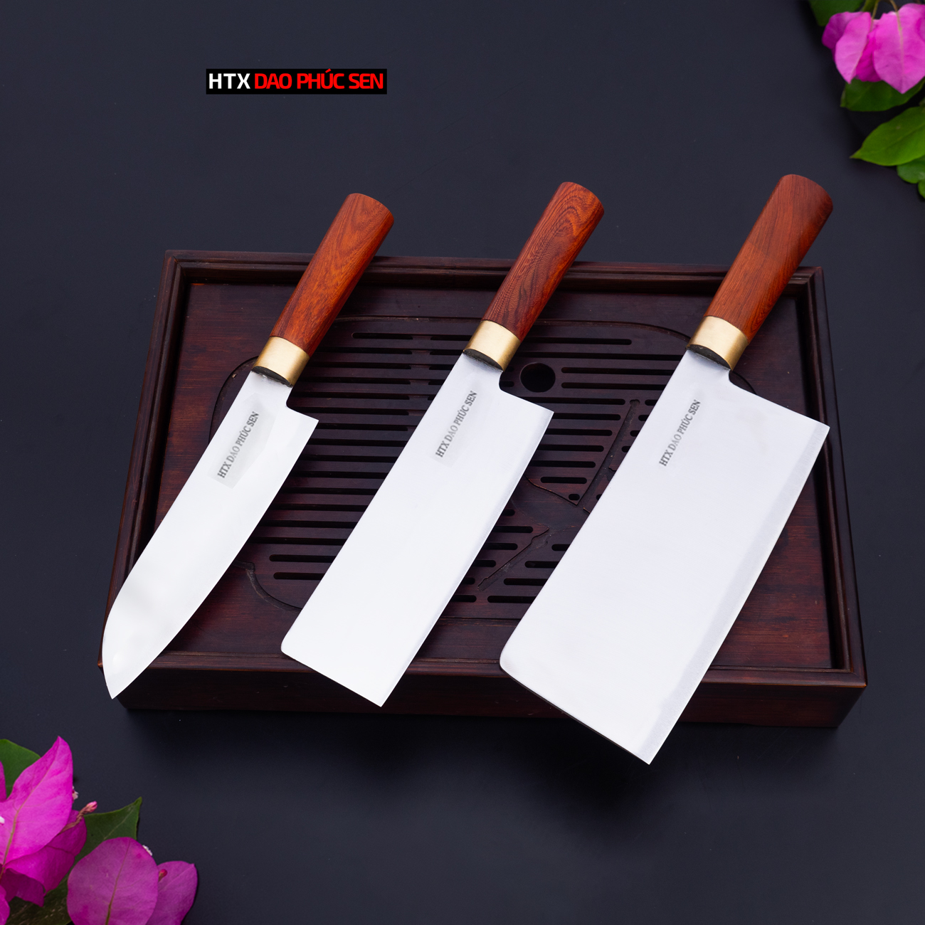 Bộ dao bếp 3 món thép không rỉ đa năng bộ dao bếp cb89h | htx dao phúc sen