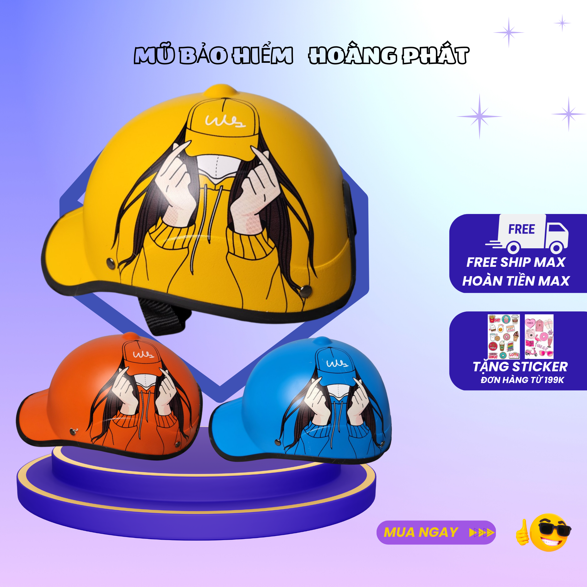 [HCM]Nón Bảo Hiểm Nữ Mỏ Kết Lưỡi Trai Có Lỗ Buộc Tóc Gọn Nhẹ Che Nắng Tốt { CÓ SỈ }