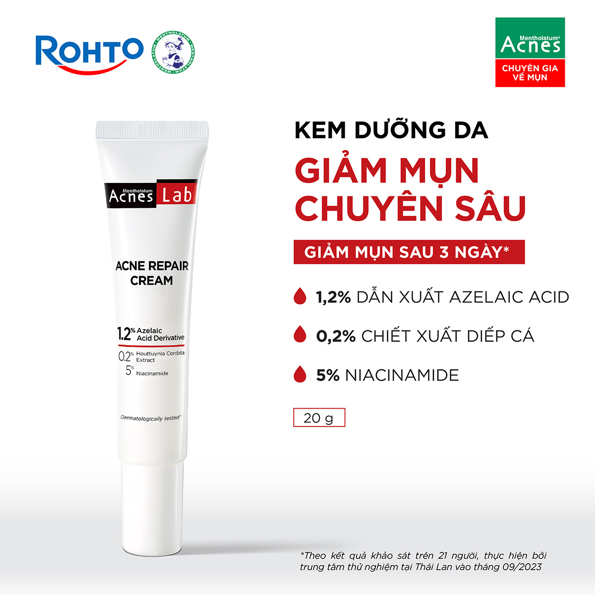 Kem dưỡng da giảm mụn chuyên sâu Acnes Lab Acne Repair Cream 20g