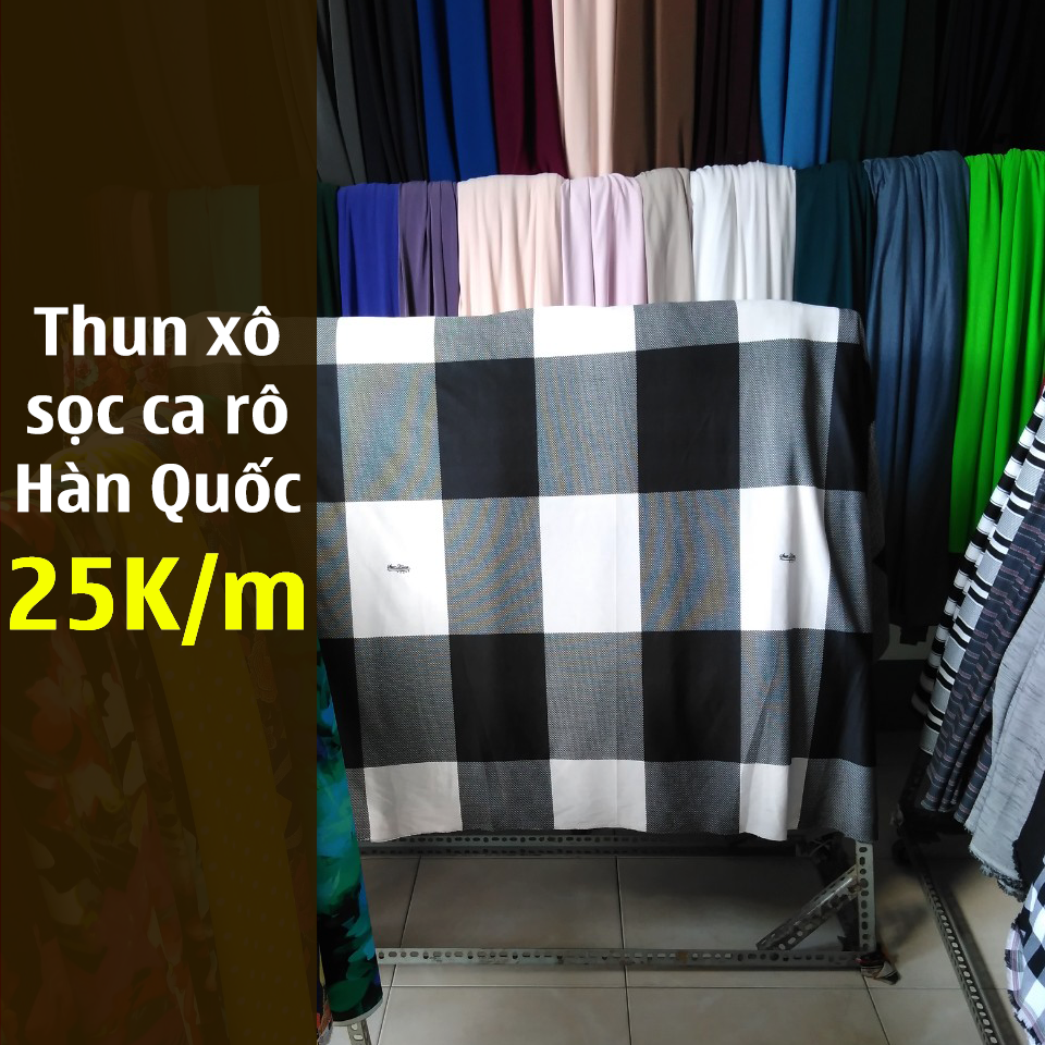 Vải thun xô sọc ca rô Hàn Quốc siêu đẹp 25K/m