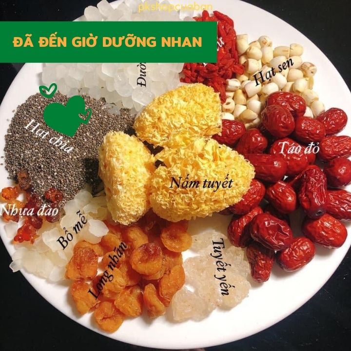 Chè Dưỡng Nhan Tuyết Yến Nhựa Đào, Set Lớn Nguyên Liệu Chè - Trà Dưỡng Nhan 500G, Đẹp Dáng Đẹp Da, Hàng Cao Cấp
