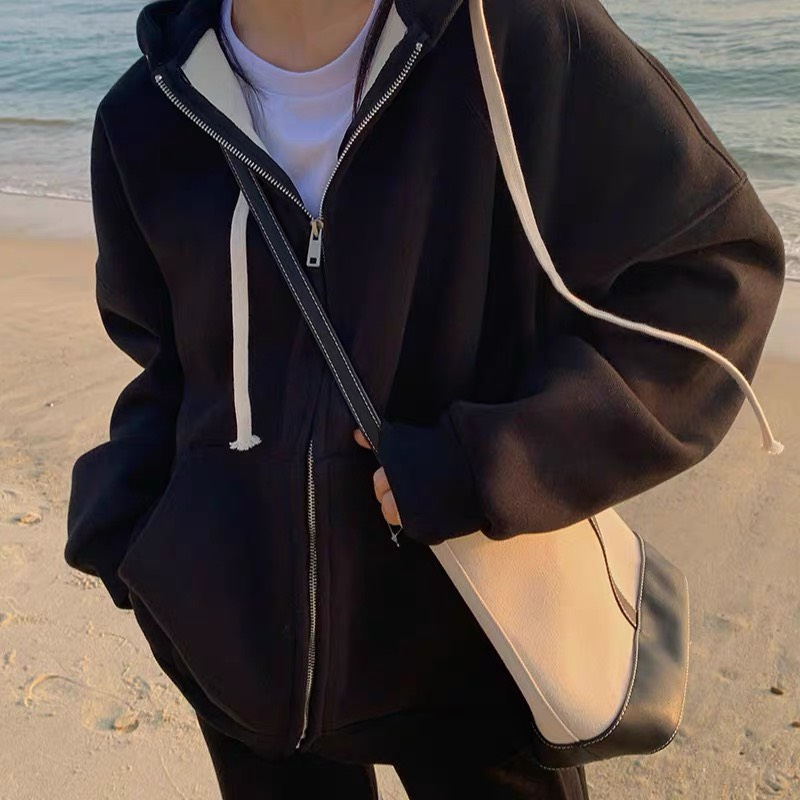 Áo khoác hoodie trơn 2 màu nam nữ ulzzang unisex - thời trang eliva