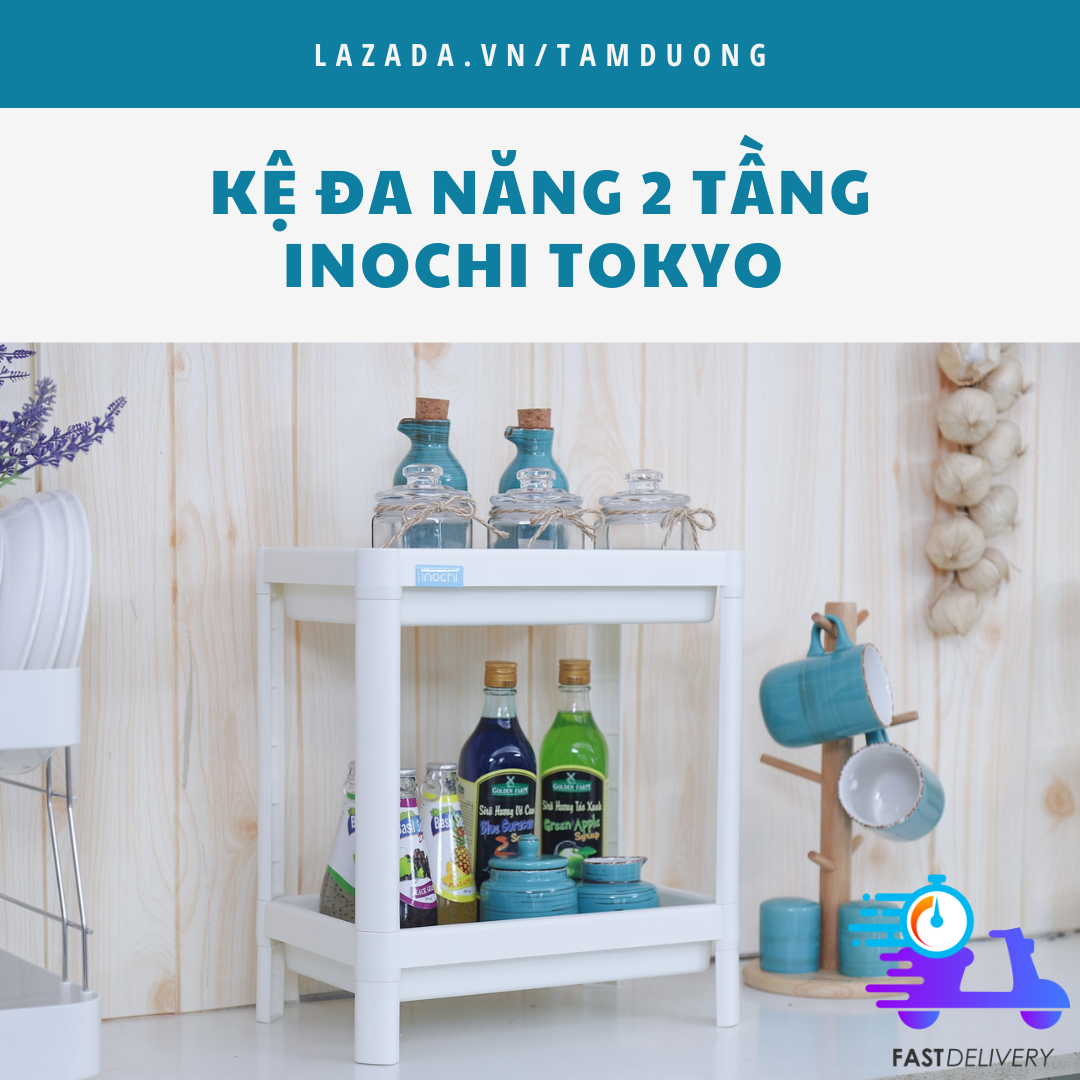 Kệ đa năng 2 tầng Inochi (thiết kế hiện đại tháo lắp dễ dàng, kết cấu chắc chắn chịu lực tốt) [HCM-Giao hoả tốc 2h]