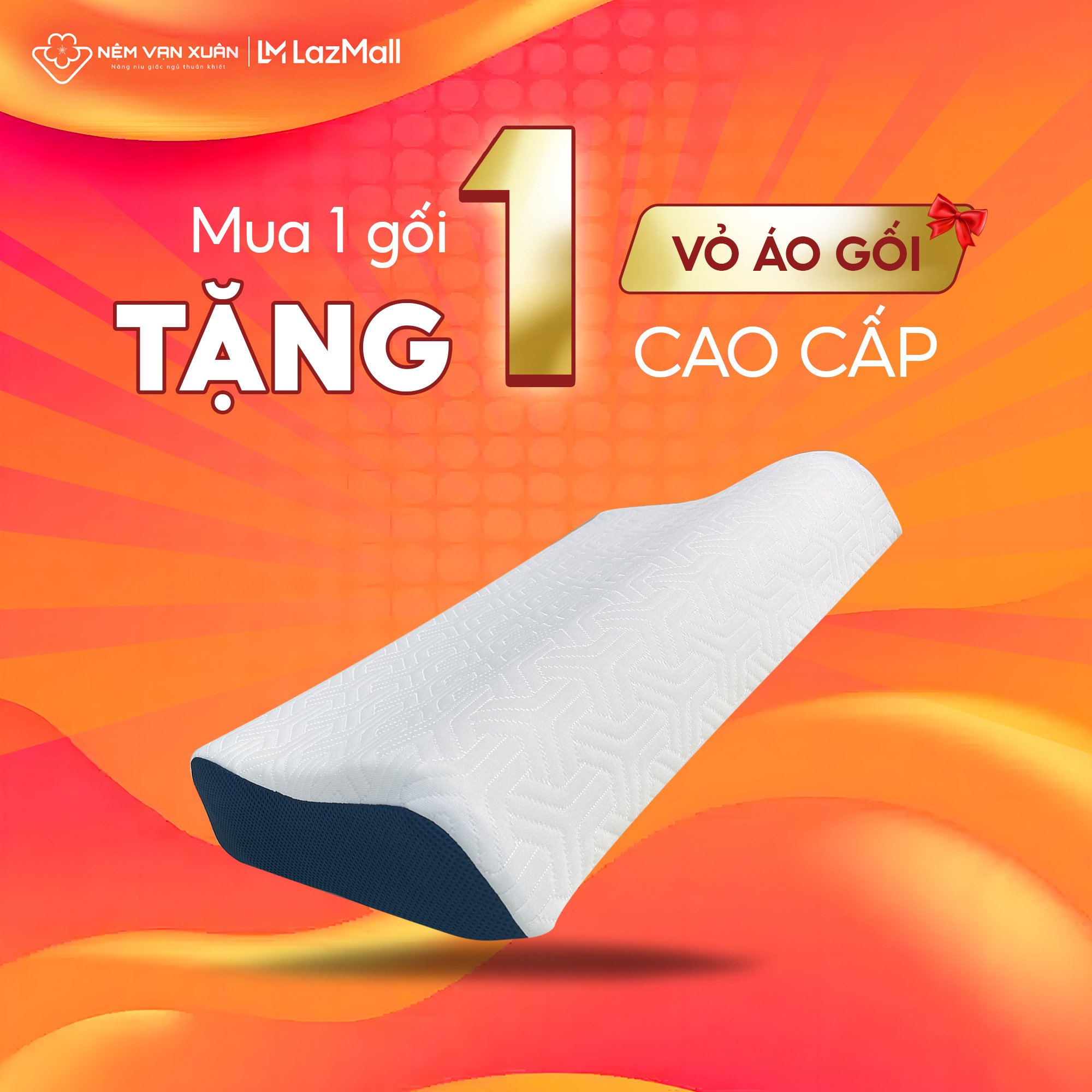 Gối nằm gợn sóng cao su thiên nhiên vạn xuân giảm đau vai gáy cổ
