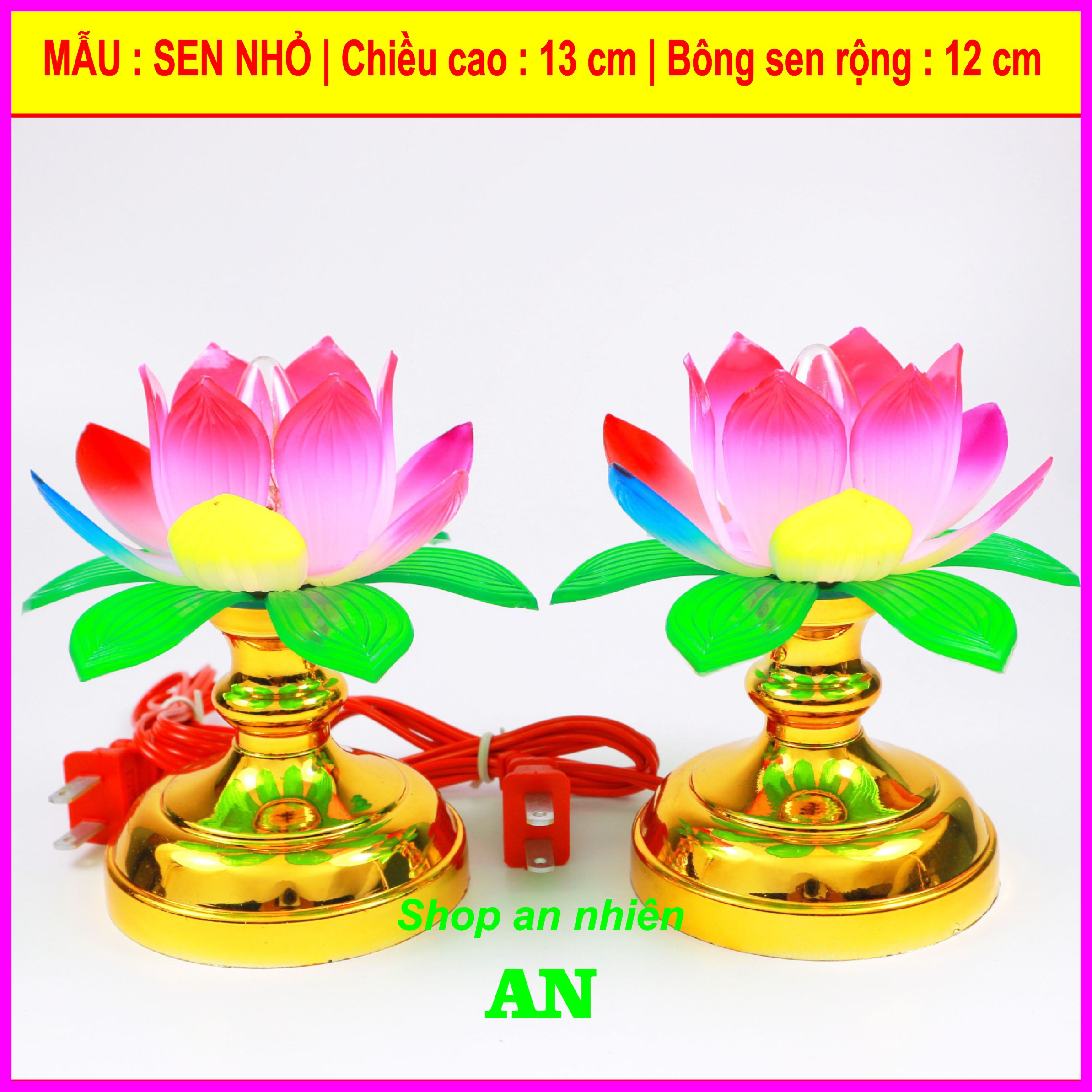 Cặp 2 Đèn thờ hoa sen chất lượng cao, 1 cặp rất đẹp, đèn để ban thờ phật, ông địa - đèn thờ phật đèn bàn thờ đèn thờ cúng