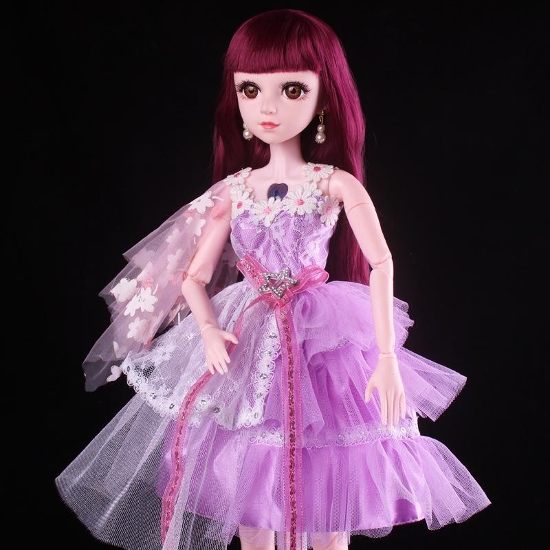 Búp Bê Cao 60cm BJD 18 Khớp Trong Váy Tím Tiểu Thư Dễ Thương